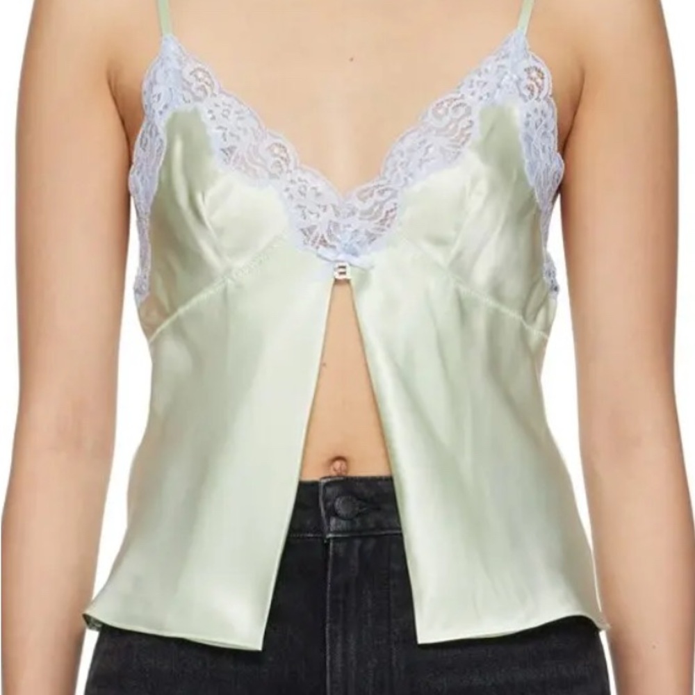 Alexander Wang Lace Butterfly Cami Top in Pale Mint, SZ M NWOT